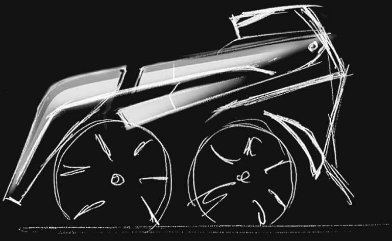White Sketching of Skid Loader - Black background