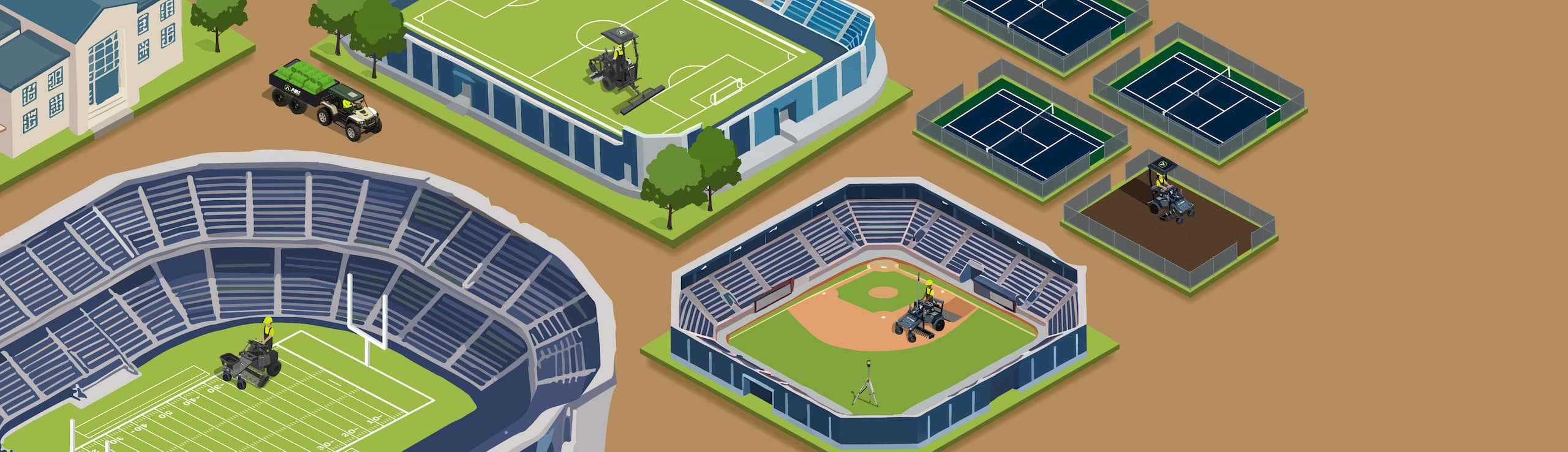 Videogame-style isometric map focusing on Sports